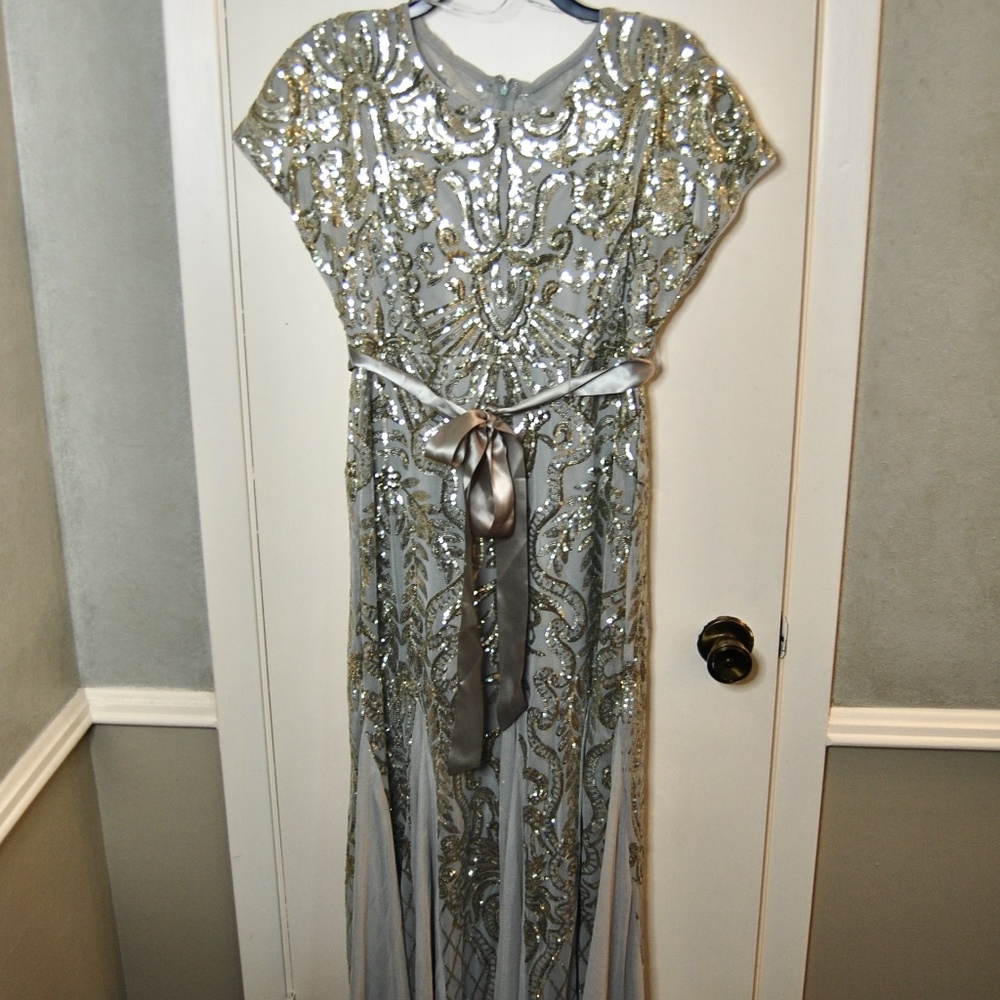 R&M Richards Petite Allover-Sequin Gown